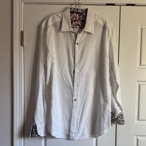 Robert Graham White Dress Shirt with Floral Accents